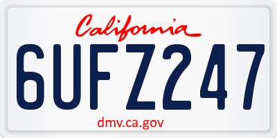 CA license plate 6UFZ247