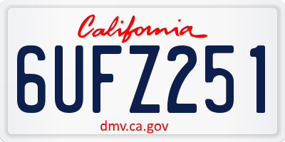 CA license plate 6UFZ251