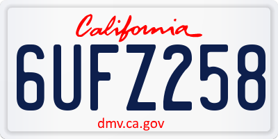 CA license plate 6UFZ258