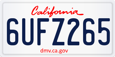 CA license plate 6UFZ265