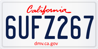 CA license plate 6UFZ267