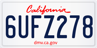 CA license plate 6UFZ278