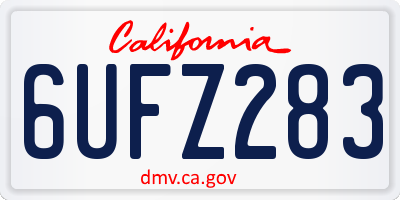 CA license plate 6UFZ283