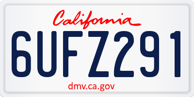 CA license plate 6UFZ291