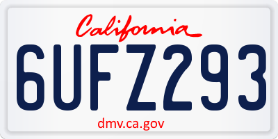 CA license plate 6UFZ293