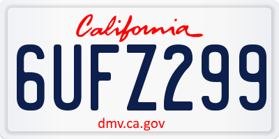 CA license plate 6UFZ299