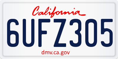 CA license plate 6UFZ305