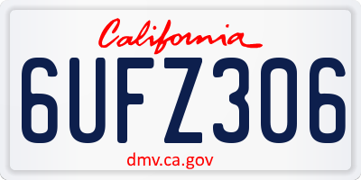 CA license plate 6UFZ306