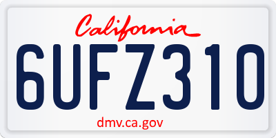 CA license plate 6UFZ310