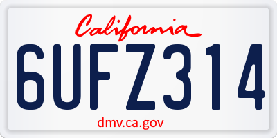 CA license plate 6UFZ314