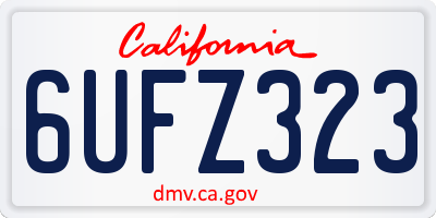 CA license plate 6UFZ323