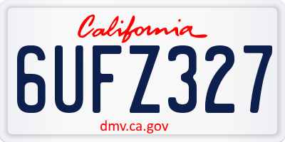 CA license plate 6UFZ327