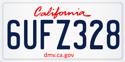 CA license plate 6UFZ328