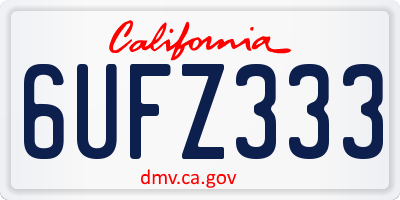 CA license plate 6UFZ333