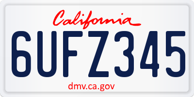 CA license plate 6UFZ345