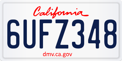 CA license plate 6UFZ348