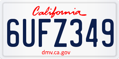 CA license plate 6UFZ349