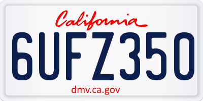 CA license plate 6UFZ350