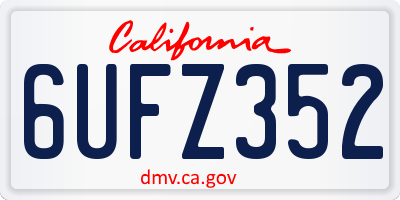 CA license plate 6UFZ352
