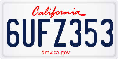 CA license plate 6UFZ353