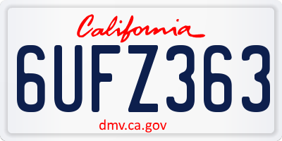 CA license plate 6UFZ363