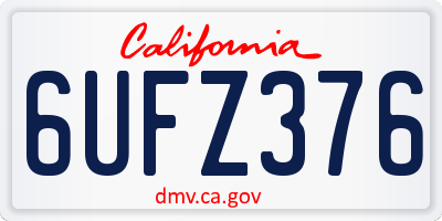 CA license plate 6UFZ376