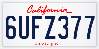 CA license plate 6UFZ377