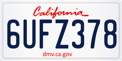 CA license plate 6UFZ378