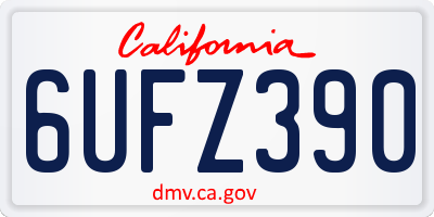 CA license plate 6UFZ390