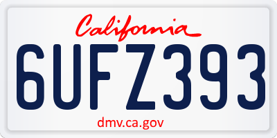 CA license plate 6UFZ393