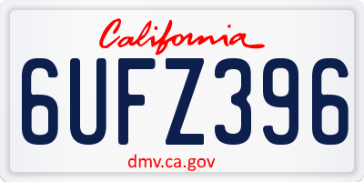 CA license plate 6UFZ396