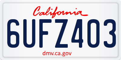 CA license plate 6UFZ403