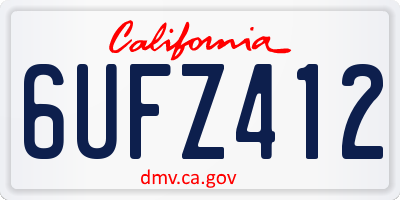 CA license plate 6UFZ412