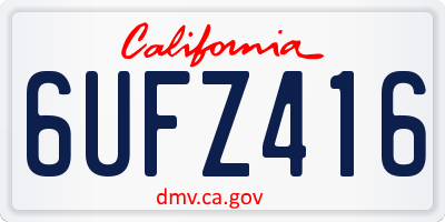 CA license plate 6UFZ416