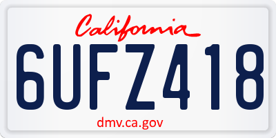 CA license plate 6UFZ418