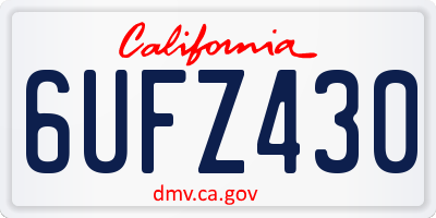 CA license plate 6UFZ430