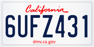 CA license plate 6UFZ431