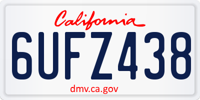 CA license plate 6UFZ438