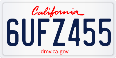 CA license plate 6UFZ455