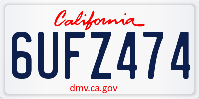 CA license plate 6UFZ474