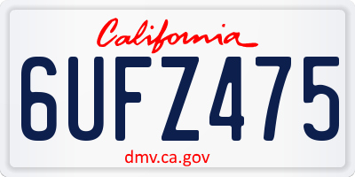 CA license plate 6UFZ475