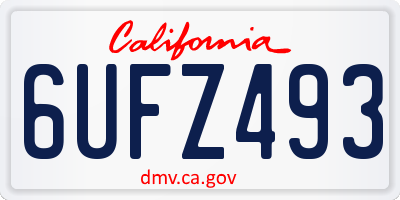 CA license plate 6UFZ493