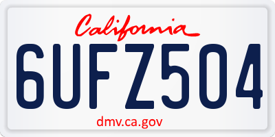 CA license plate 6UFZ504