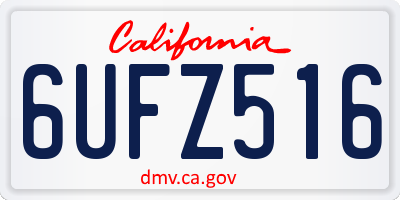 CA license plate 6UFZ516