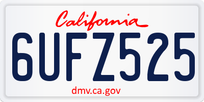 CA license plate 6UFZ525
