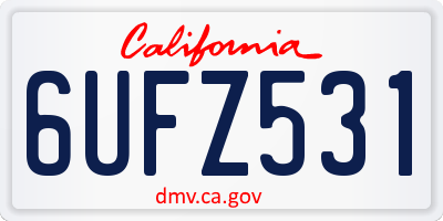 CA license plate 6UFZ531