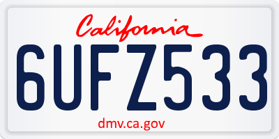 CA license plate 6UFZ533
