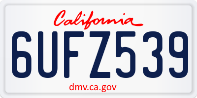CA license plate 6UFZ539
