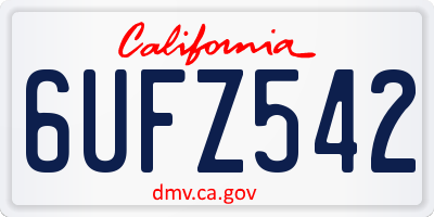 CA license plate 6UFZ542