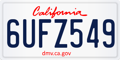 CA license plate 6UFZ549